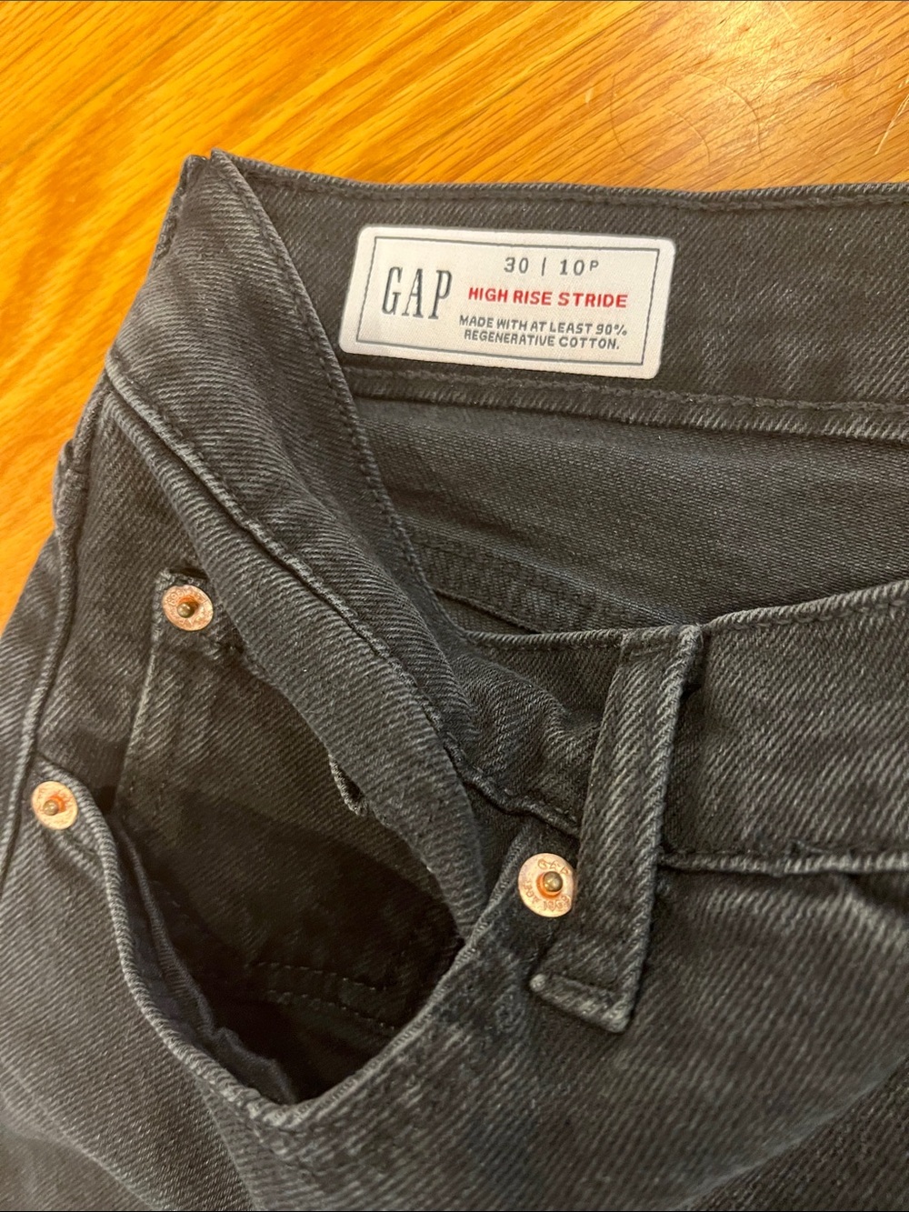 Gap High Rise Stride Black Wide Leg Jeans 30 Petite NWT - Picture 3 of 5